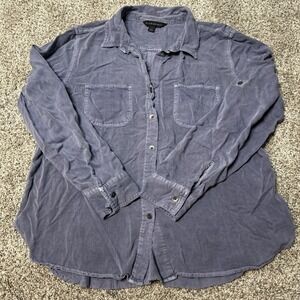 Rock & Republic Button Long Sleeve Shirt Women  Large Purple Blue